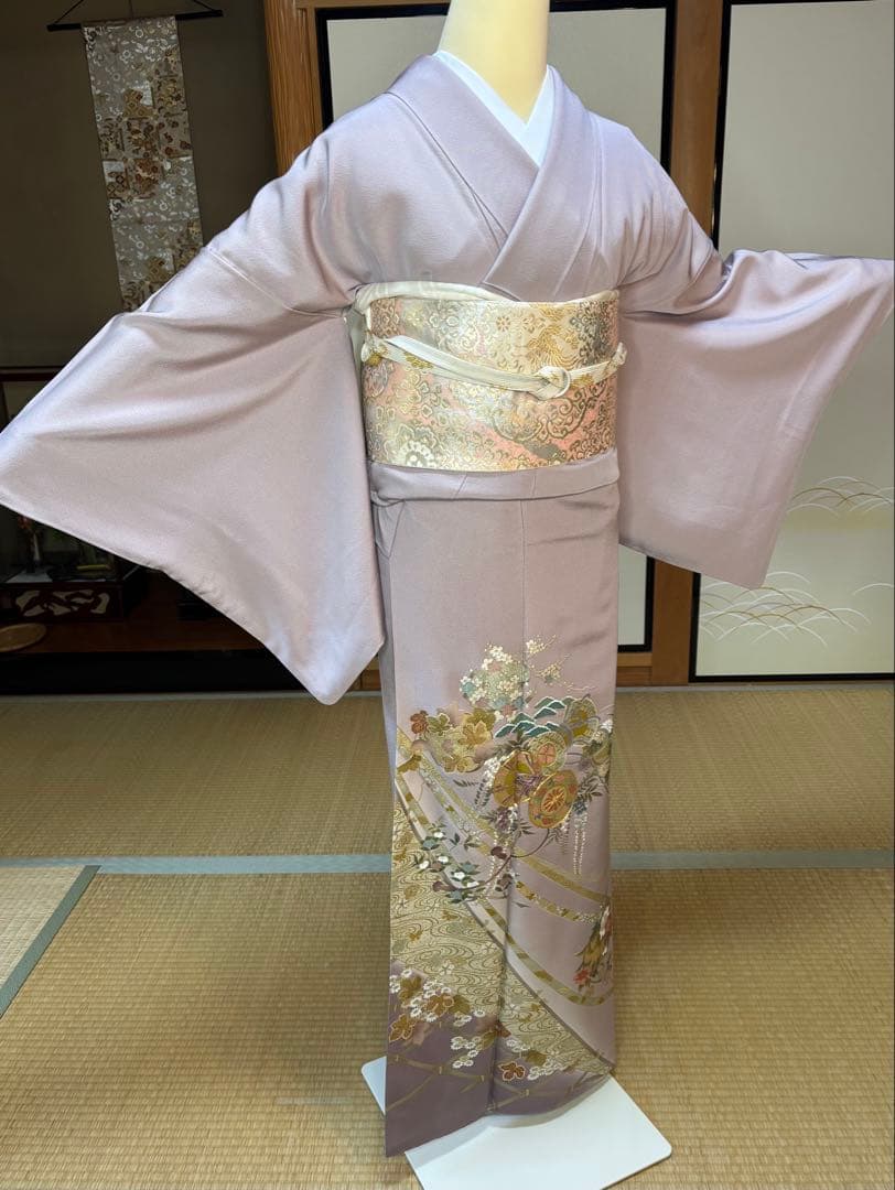 正絹豪華色留袖4点フルセット 色留袖　袋帯　帯締め帯揚げ