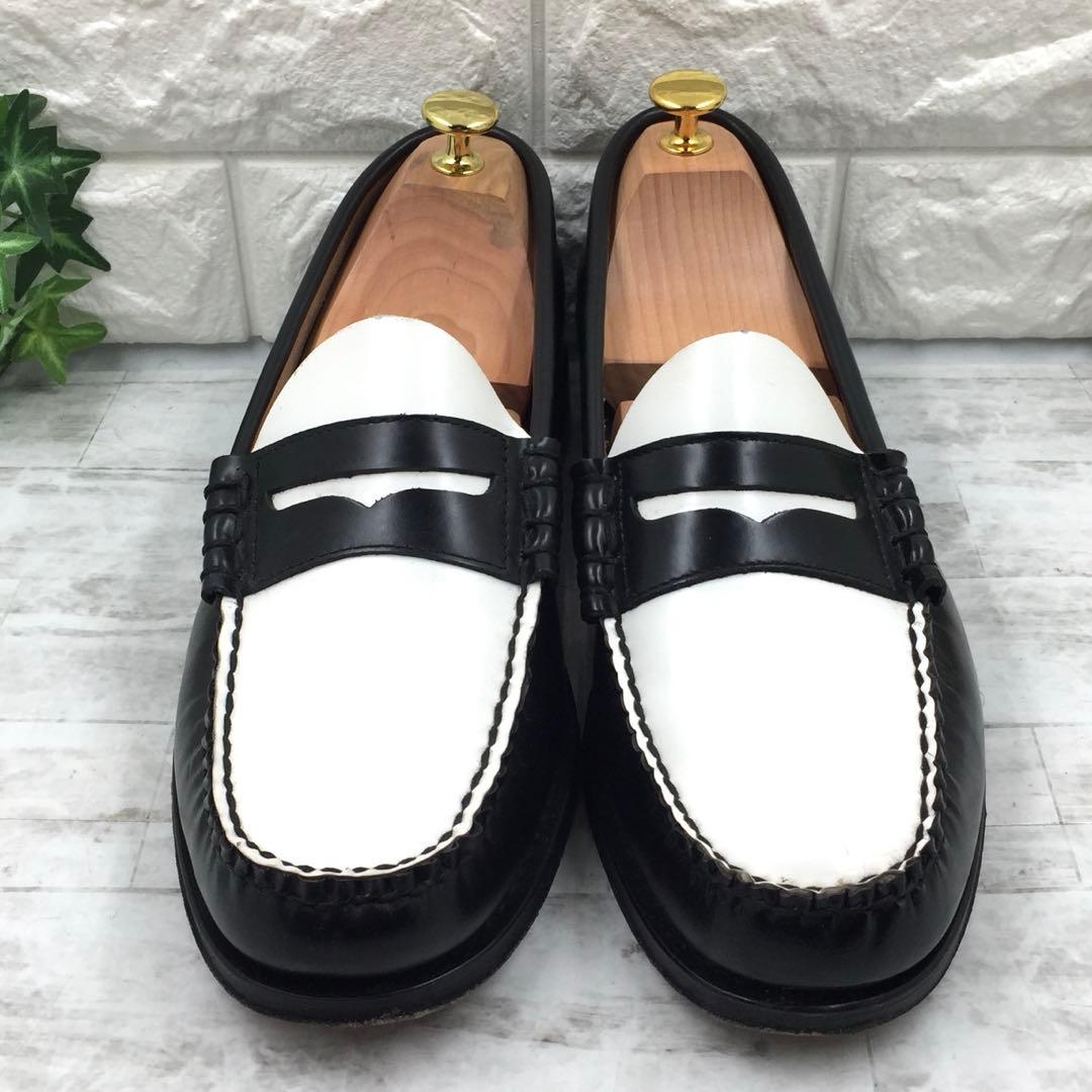 【美品】G.H.BASS ジーエイチバス ペニーローファー 黒/白 27.5cm