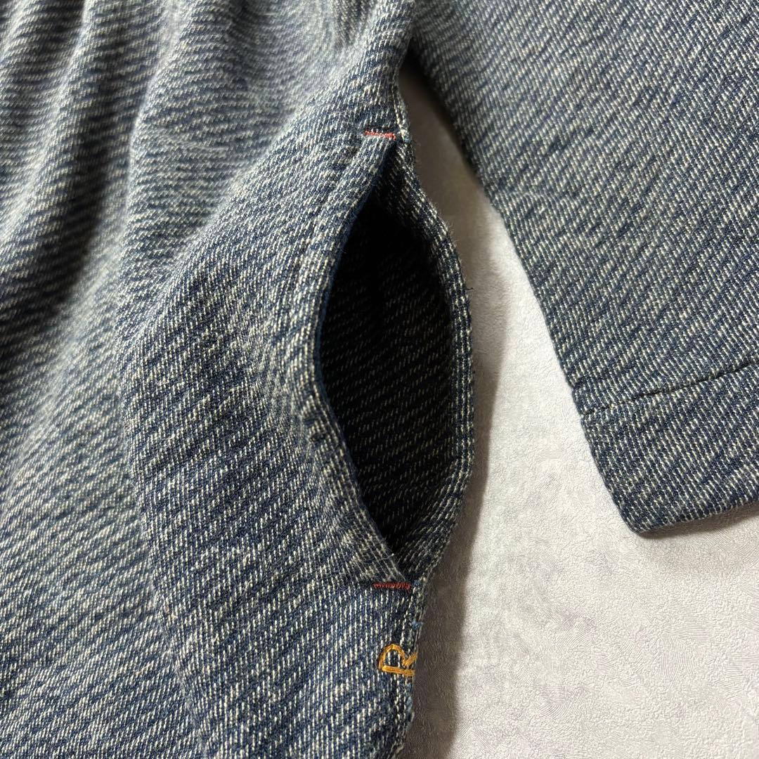 45R 45RPM 裏起毛 ヒッコリー ストライプ インディゴ ワンピース