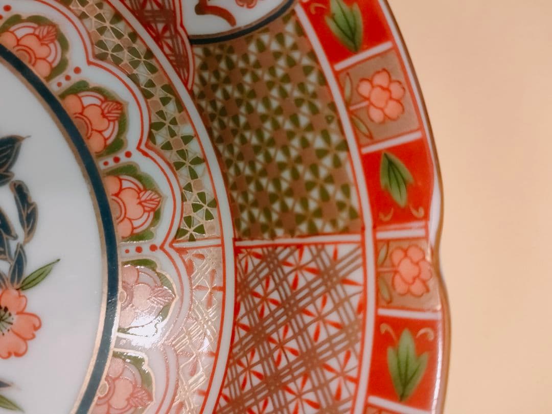 三洋陶器　龍峰窯　古伊万里　有田焼　金彩　琳派／祥瑞花丸紋　中皿５枚セット