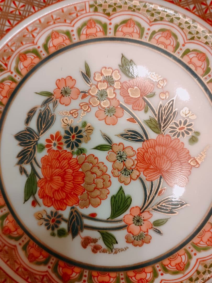 三洋陶器　龍峰窯　古伊万里　有田焼　金彩　琳派／祥瑞花丸紋　中皿５枚セット
