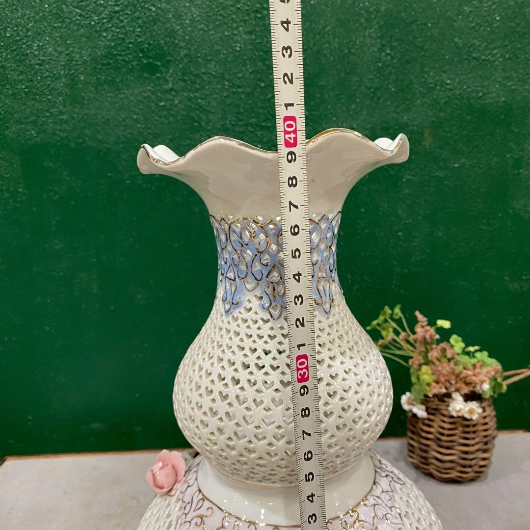 透かし彫り 置物 インテリア 花 アンティーク