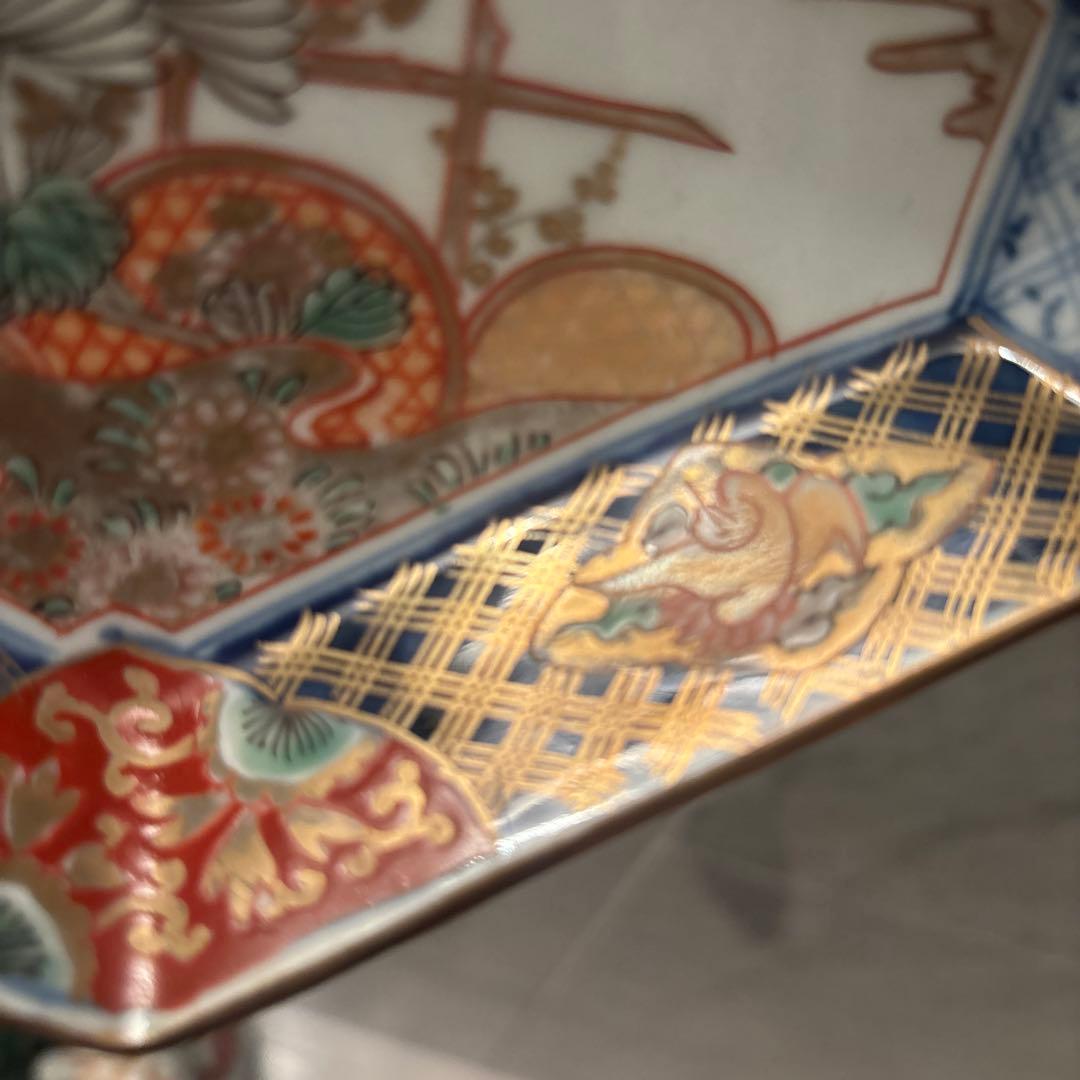 アンティーク江戸後期お花や鳥、ふんだん に使われた金彩が芸術的な豪華絢爛な刺身皿