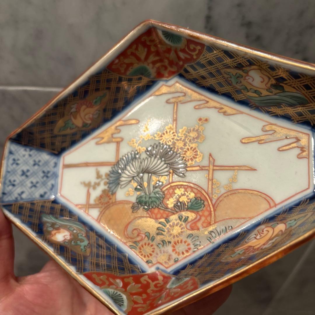 アンティーク江戸後期お花や鳥、ふんだん に使われた金彩が芸術的な豪華絢爛な刺身皿