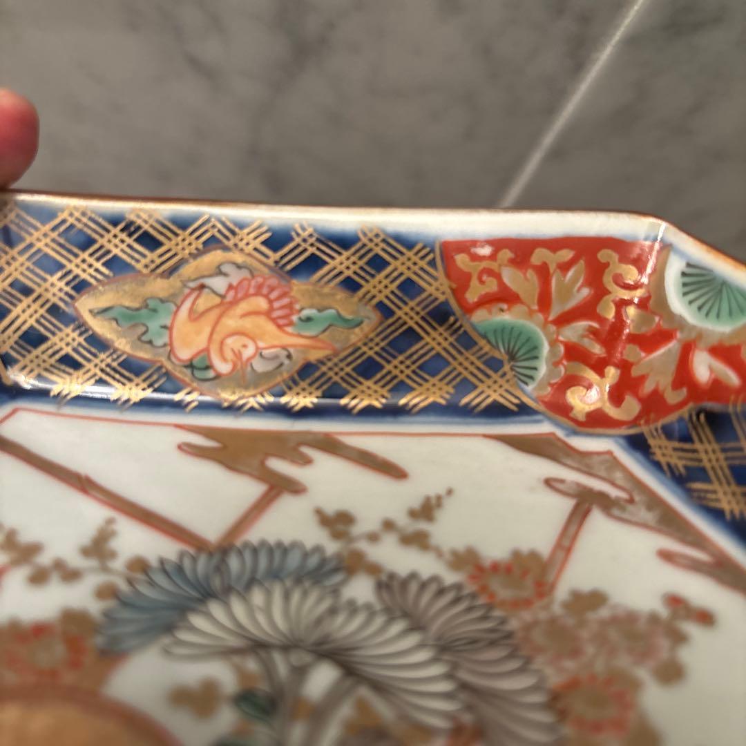 アンティーク江戸後期お花や鳥、ふんだん に使われた金彩が芸術的な豪華絢爛な刺身皿