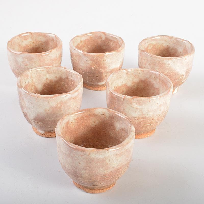 萩焼　十二代田原陶兵衛作　茶器揃　急須　湯冷　煎茶碗6客　共箱　V　6221C