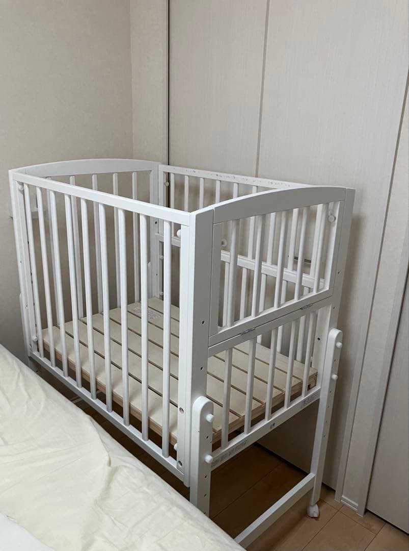 ノモック Wオープンハイタイプ ミニベビーベッド ホワイト