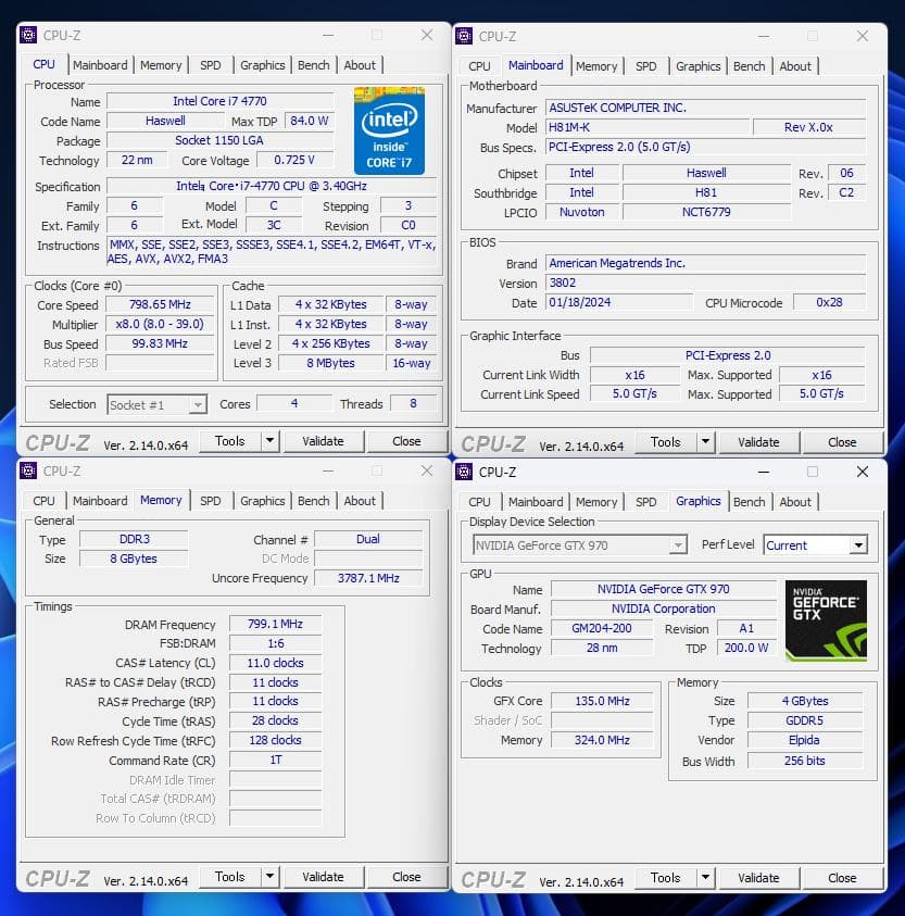 ゲーミングPC　i7-4770　GTX970