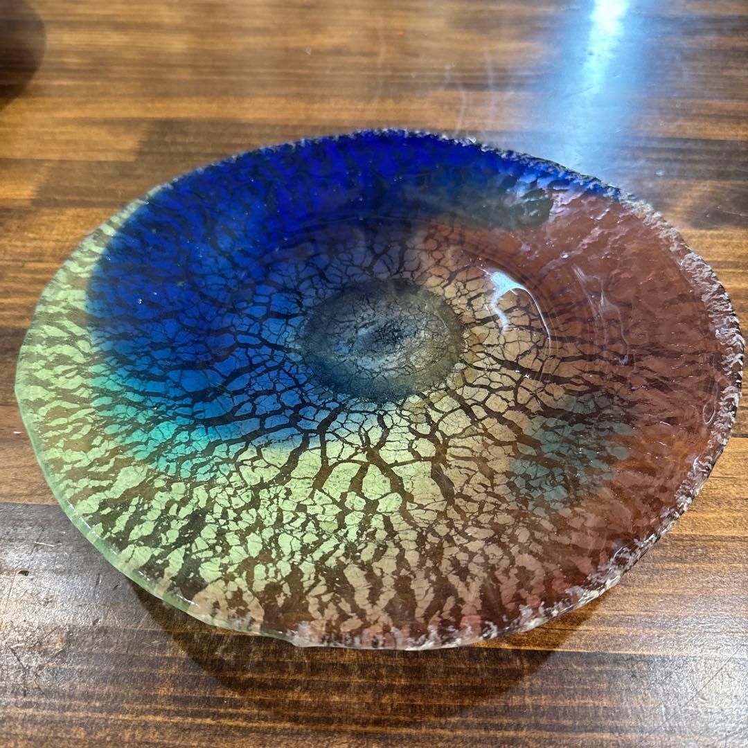 琉球ガラス 稲嶺盛一郎 土紋 皿