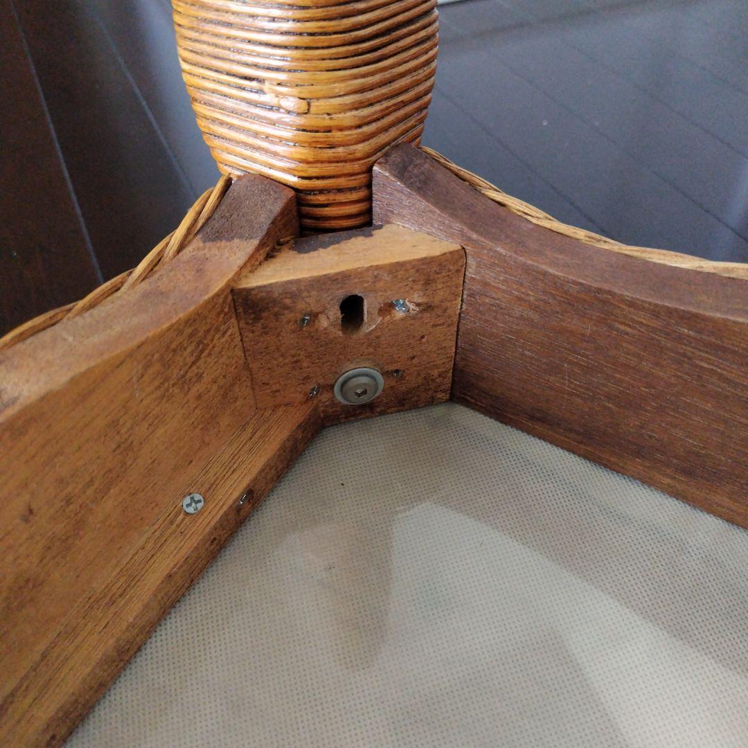 美品です!ラタン 籐 アンティーク 猫脚 ジャガード スツール オットマン 1脚