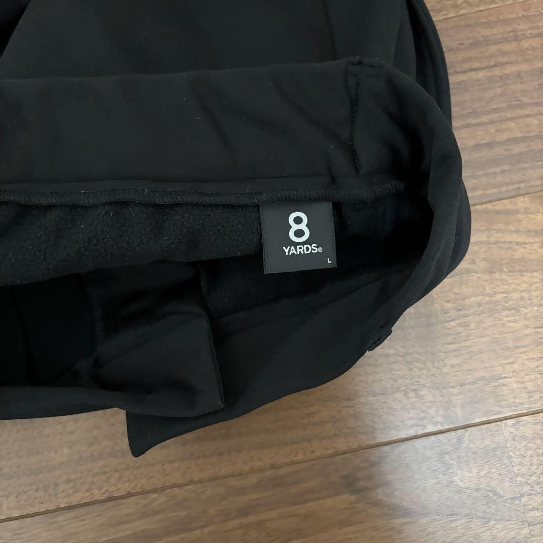 8YARDS裏起毛ストレートパンツ サイドロゴ付きブラック