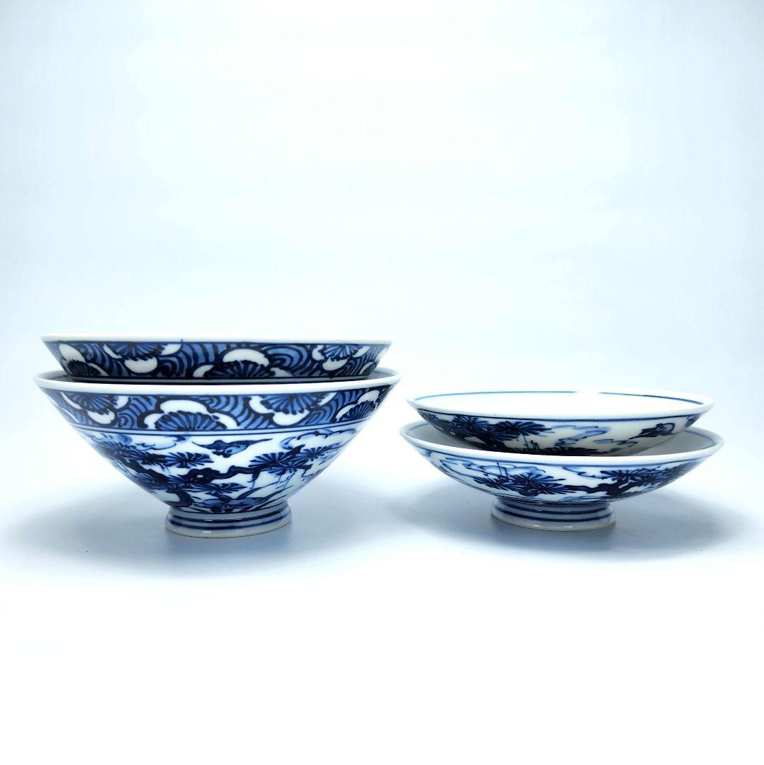 睦揃 飯椀 湯呑 清水焼 染付山水絵 平安京泉