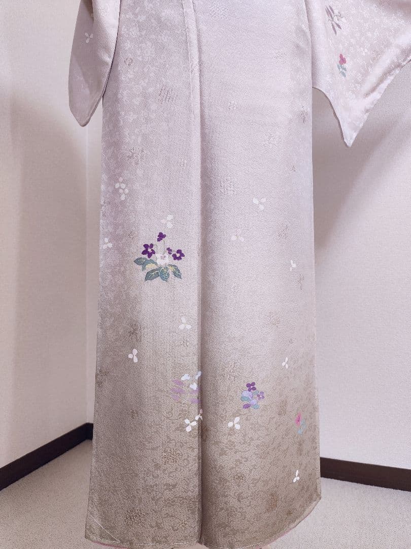 ❰6555❱ フルセット　付け下げ　桜鼠　付下げ　袋帯　入学式　卒業式　正絹着物