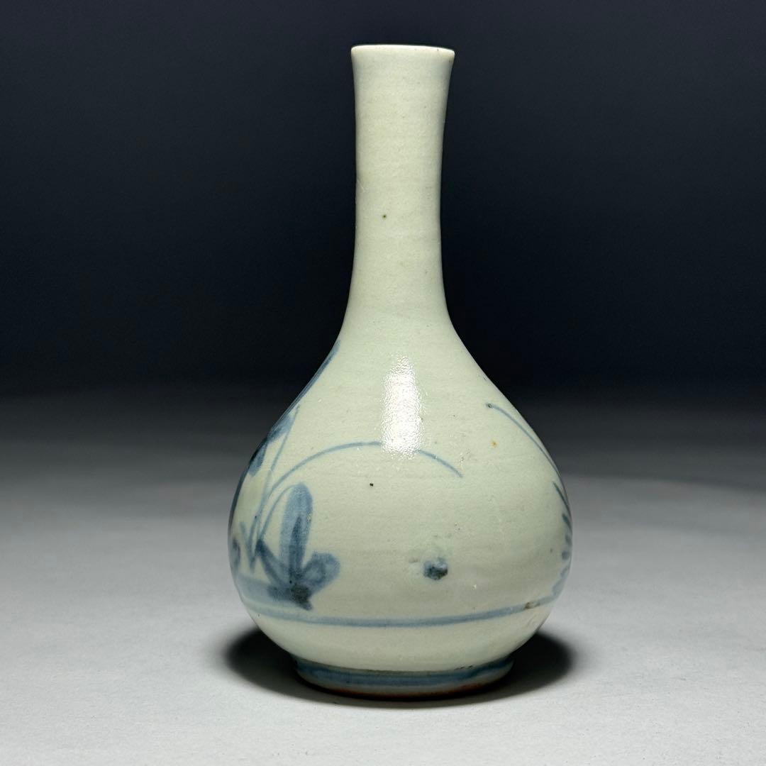 ◆古伊万里 染付草花文 御神酒徳利 一輪挿し 花瓶 江戸時代前期〜中期◆