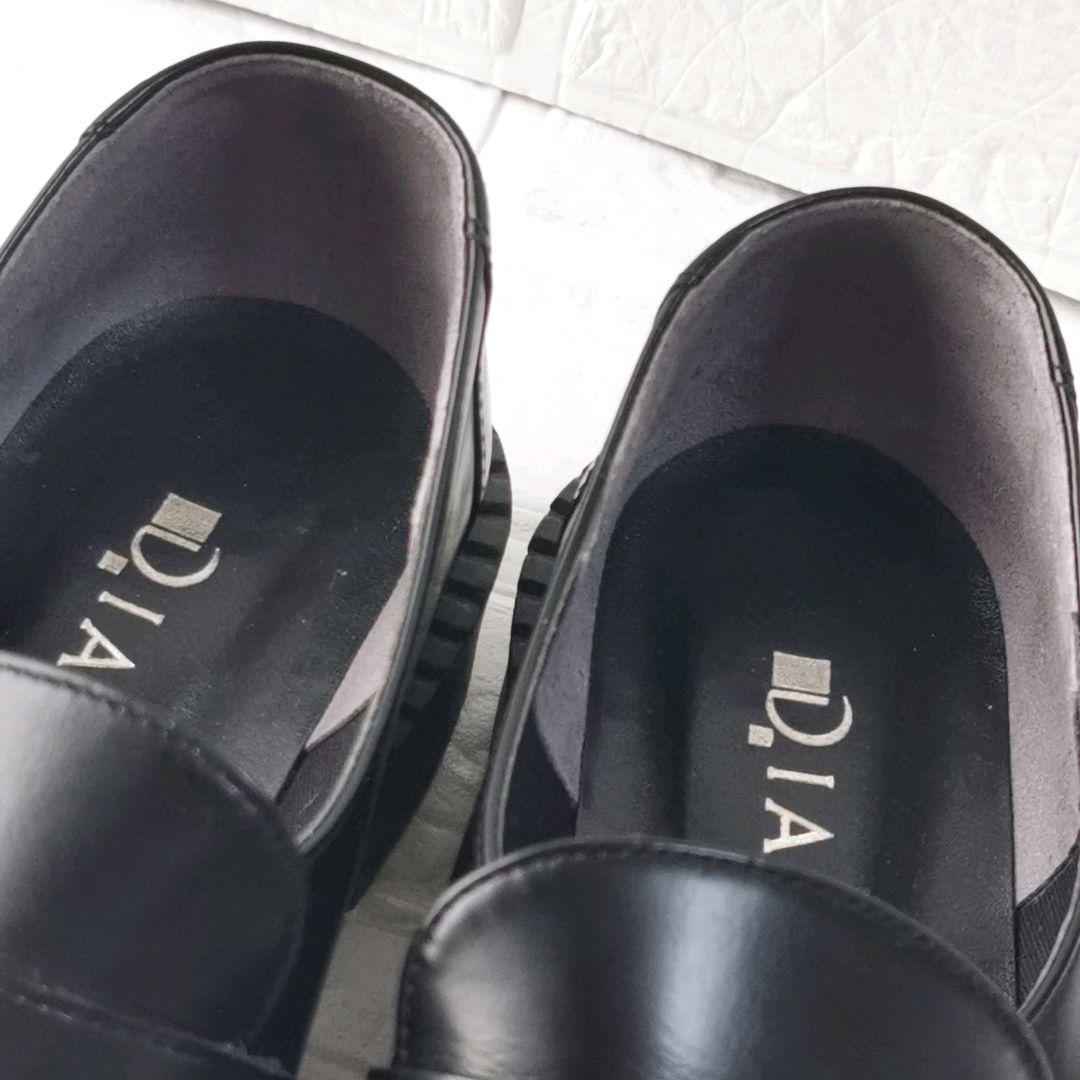 現行【美品✨】ダイアナ ローファー 厚底 ロゴ金具 レザー 24.5 黒