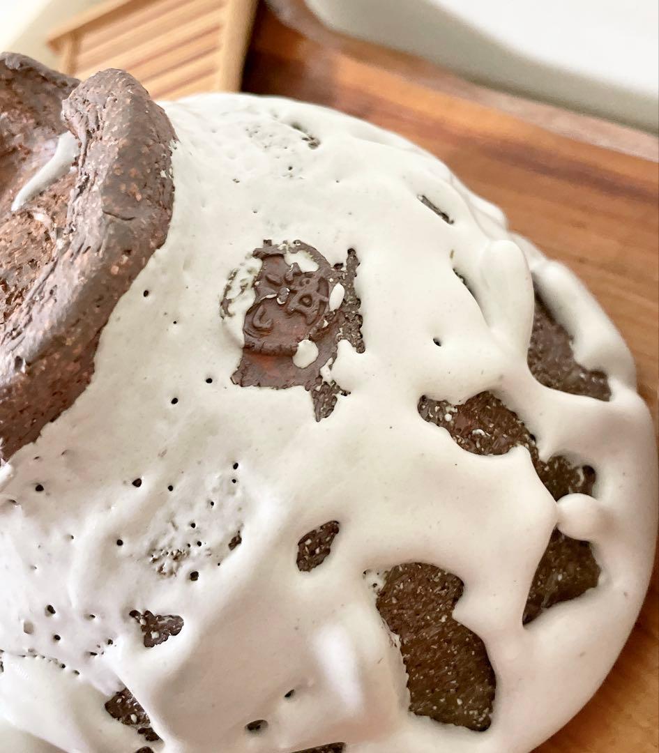 萩焼　山根清玩　鬼萩　割高台　新品　光彩庵　抹茶碗　楕円形　オーバル　陶器　作家