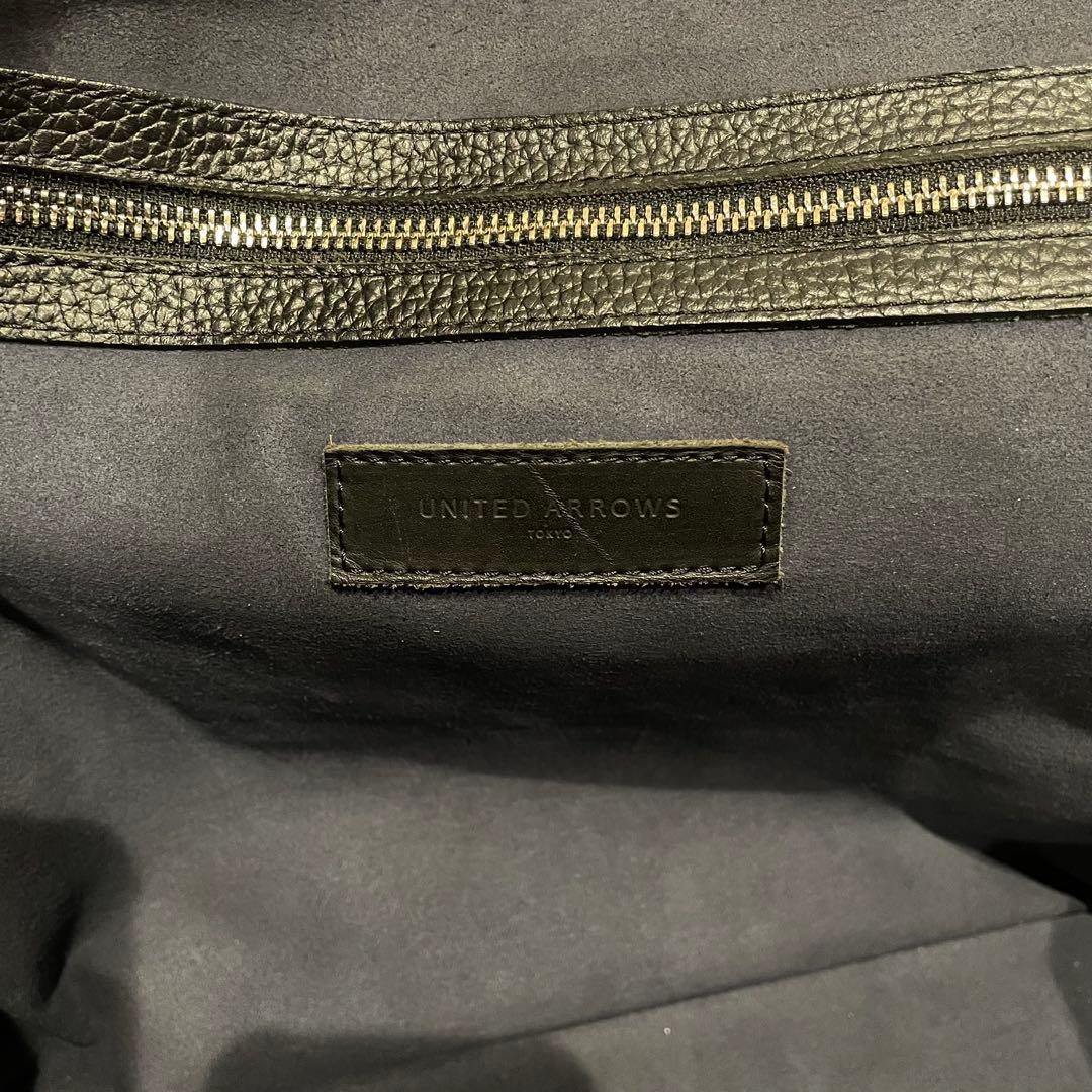 ユナイテッドアローズ ラウンド ビジネスバッグ オールレザー ブラック