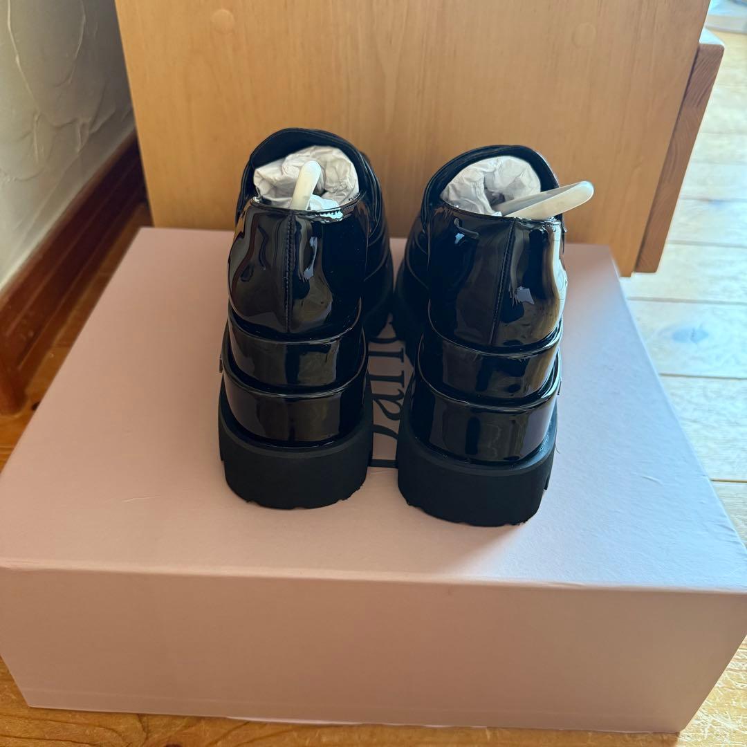 【美品】ダーリッチ　エナメルプラットフォームローファー　XS ブラック