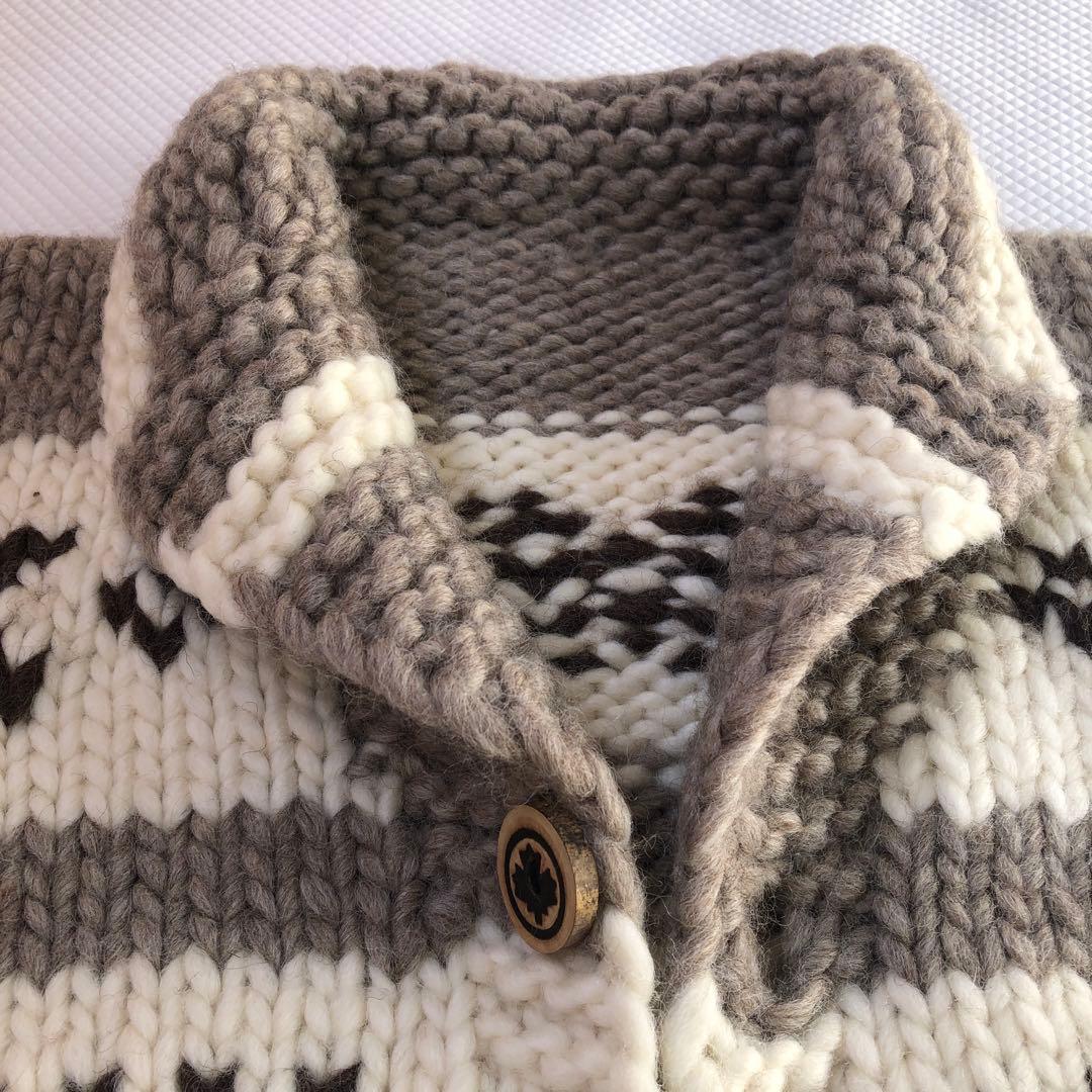 美品❣️カナダ製❣️肉厚カウチンセーター 大きめサイズ VIRGIN WOOL100