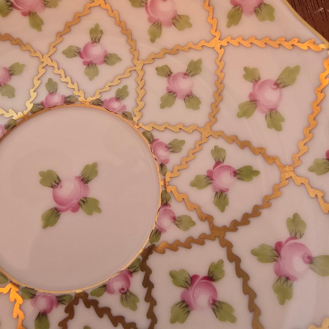 ヘレンド　セーブル風　小薔薇金彩　ティーカップ&ソーサー　Herend