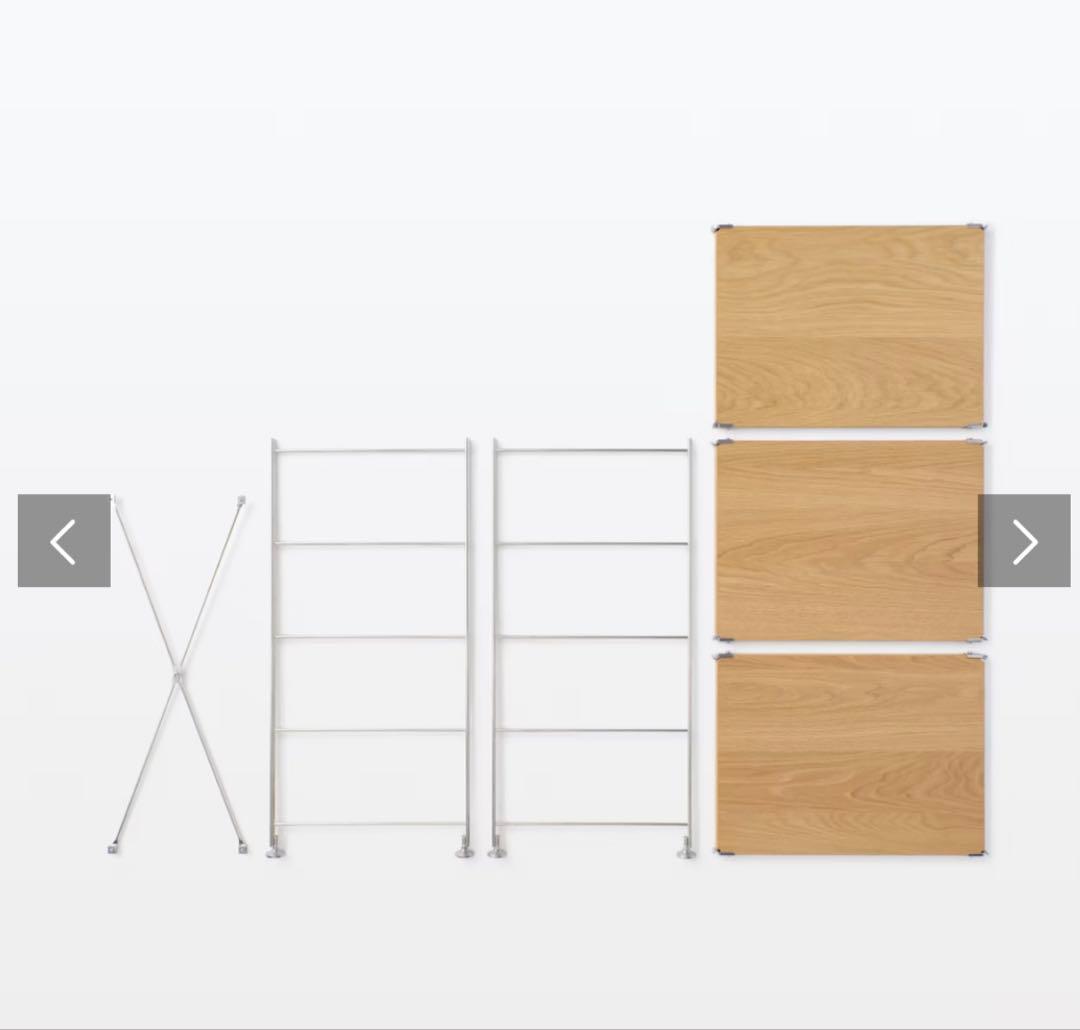 【土日限定値下げ】ステンレスユニットシェルフ　オーク材棚セット　小　無印