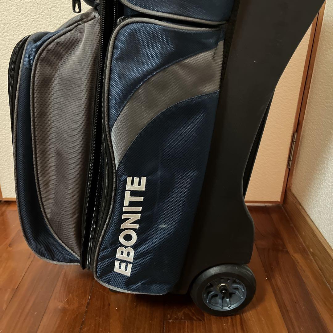 【希少品】 Ebonite ボウリング用バッグ 3個入り　キャリー　ネイビー
