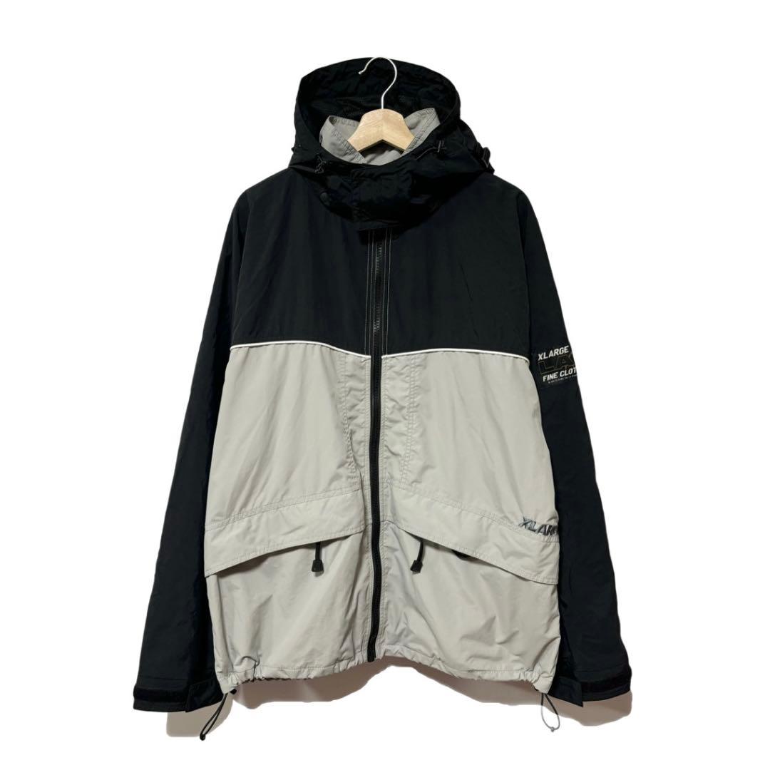 エクストララージ ツートーン ナイロン フーデッド ジャケット ブラック XL