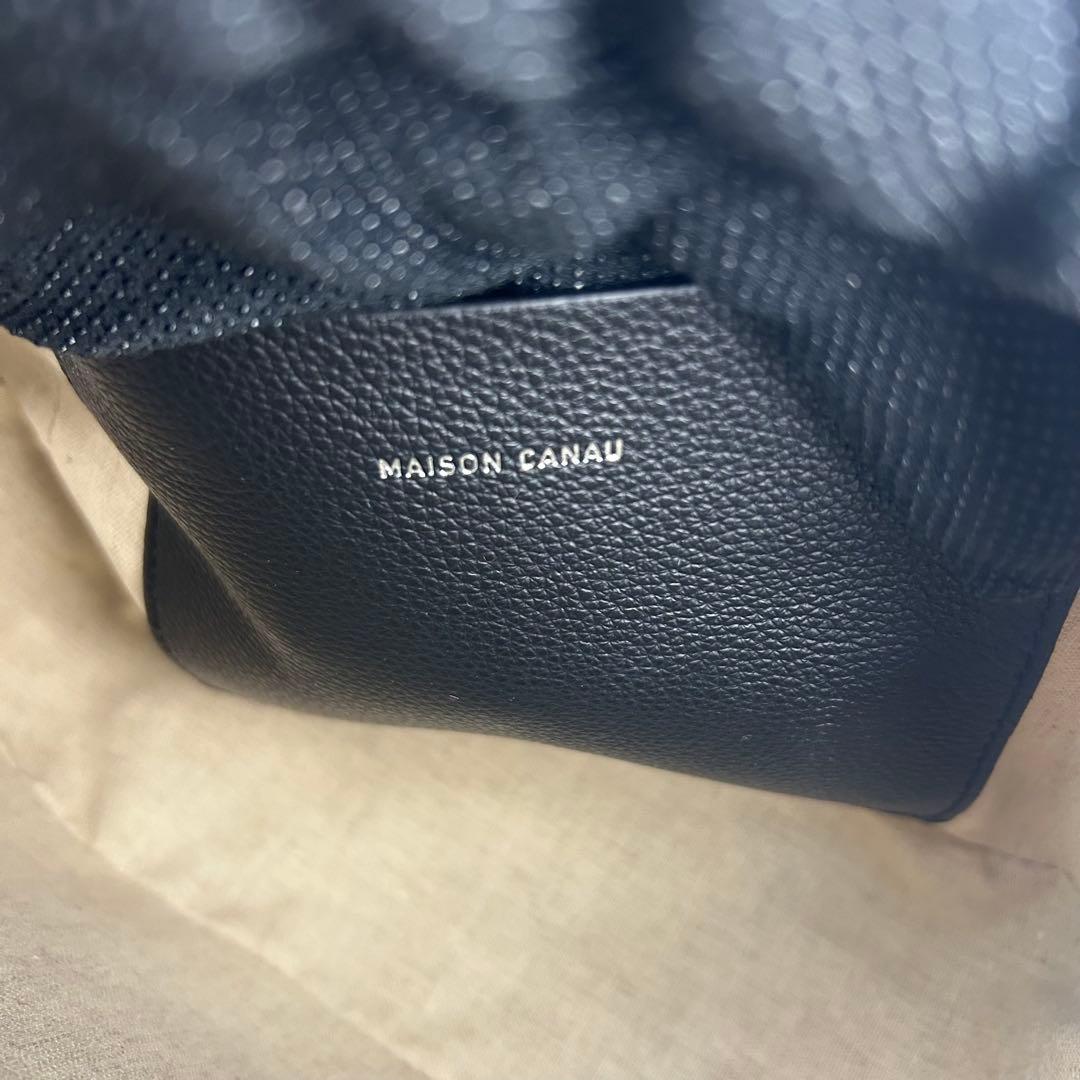 【未使用級】メゾンカナウ　ラウンドボストン　ハンドバッグ　シボ革　レザー　黒