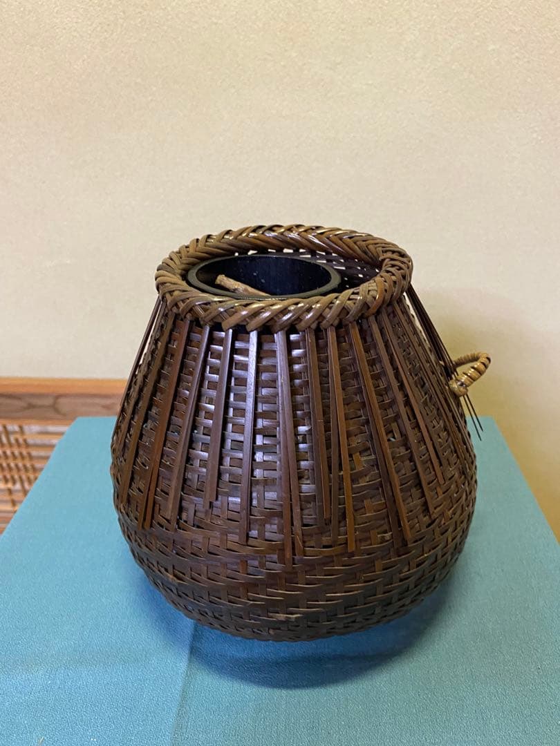 茶道具/花入 桂籠花入れ 篭花入れ 掛置兼用