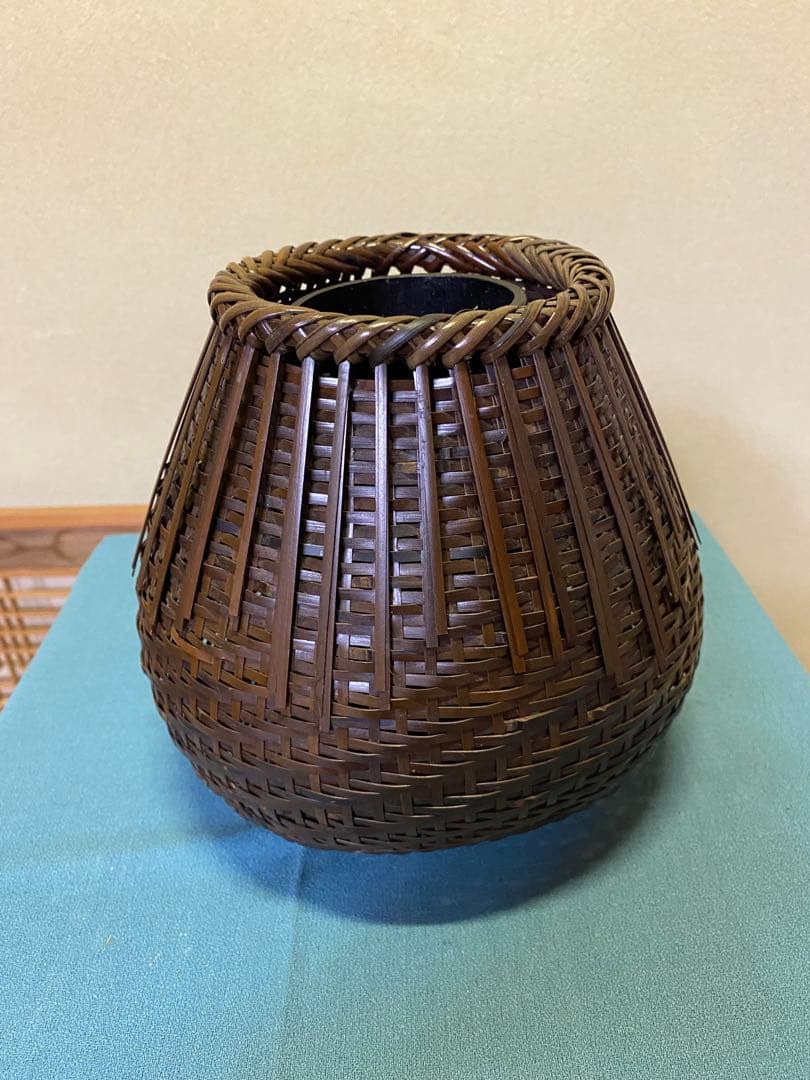 茶道具/花入 桂籠花入れ 篭花入れ 掛置兼用