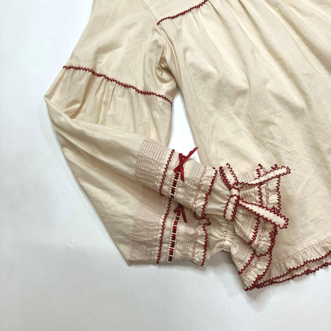 【美品】ピンクハウス 生成 ピコフリル使い 綿ローンブラウス/2024年 秋