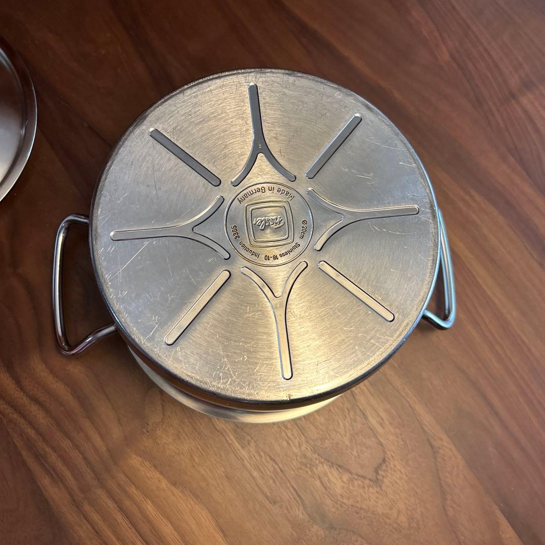 ステンレス 両手鍋 中サイズ 蓋付き