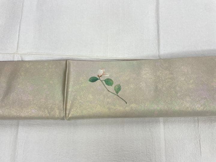 185 おかべみつこ 落款入り 袋帯 帯 正絹 作家もの 箔帯 しゃれ帯 着物