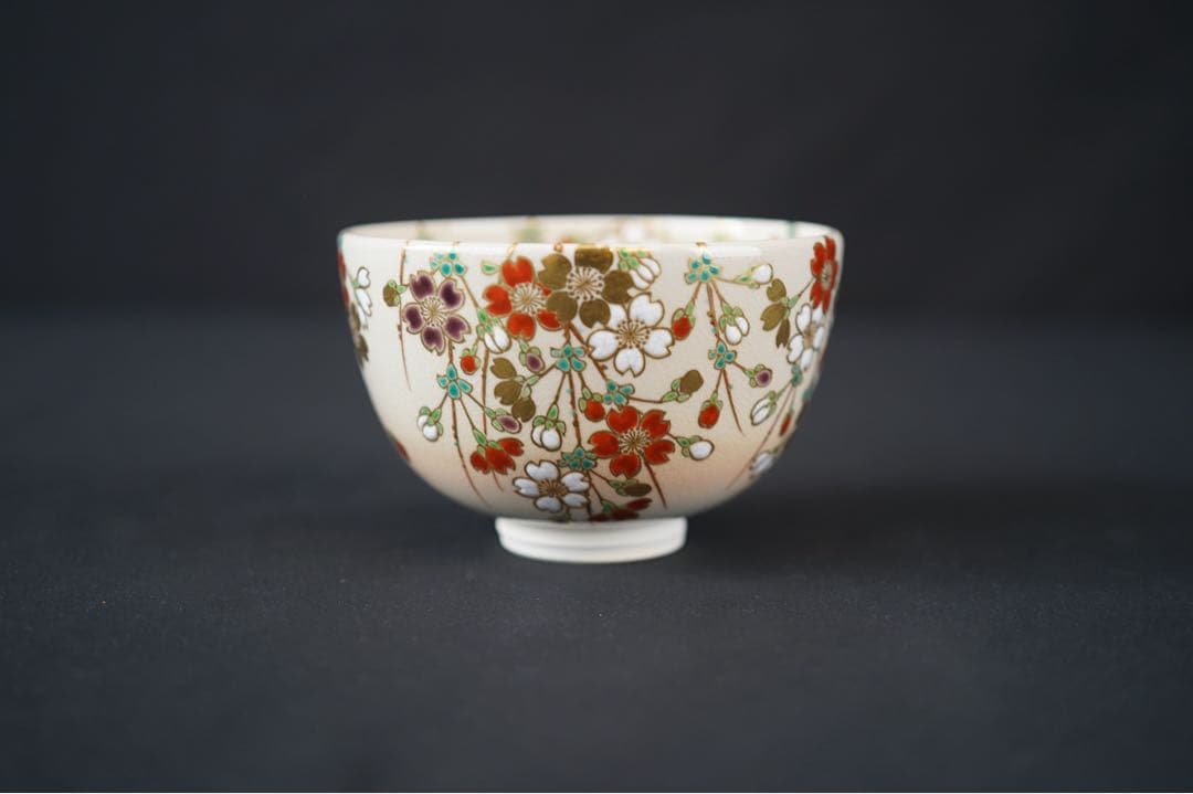 木全翁楽 作 枝垂桜 茶碗 共箱 共布 紙箱 茶道具