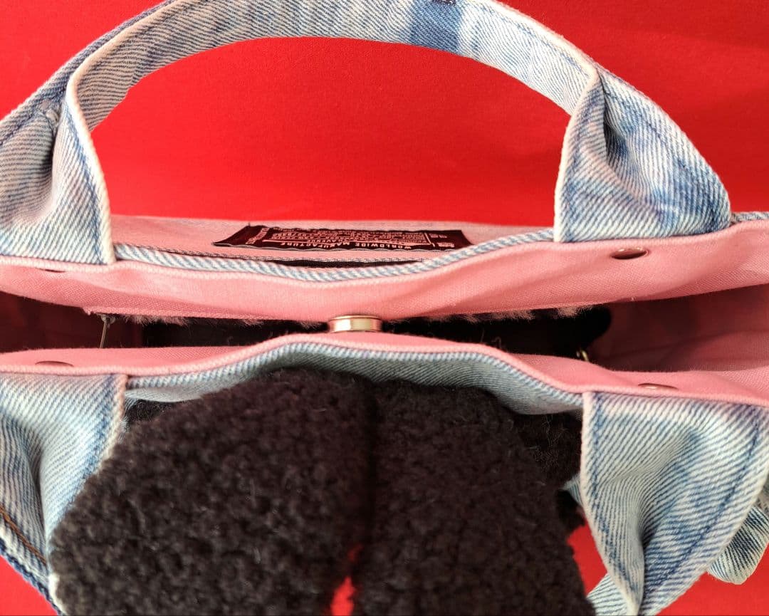 ね*】様 コヤンイサムチョン　ルミ　デニムリメイクフリルトートバッグ