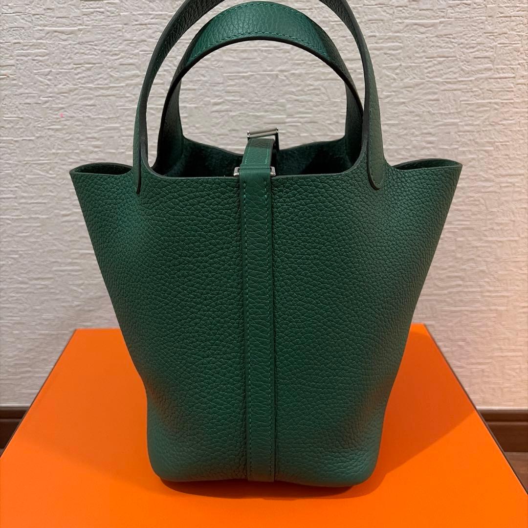 希少⭐︎エルメスピコタンロック　pm 緑グリーン　シルバー金具　K刻印