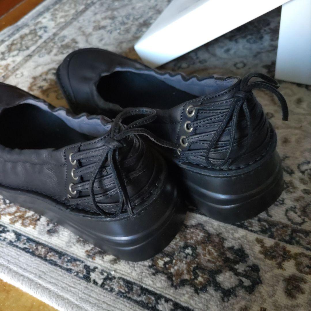 未使用 インコルジェ バレエシューズ 8394 レースアップ リボン ブラック