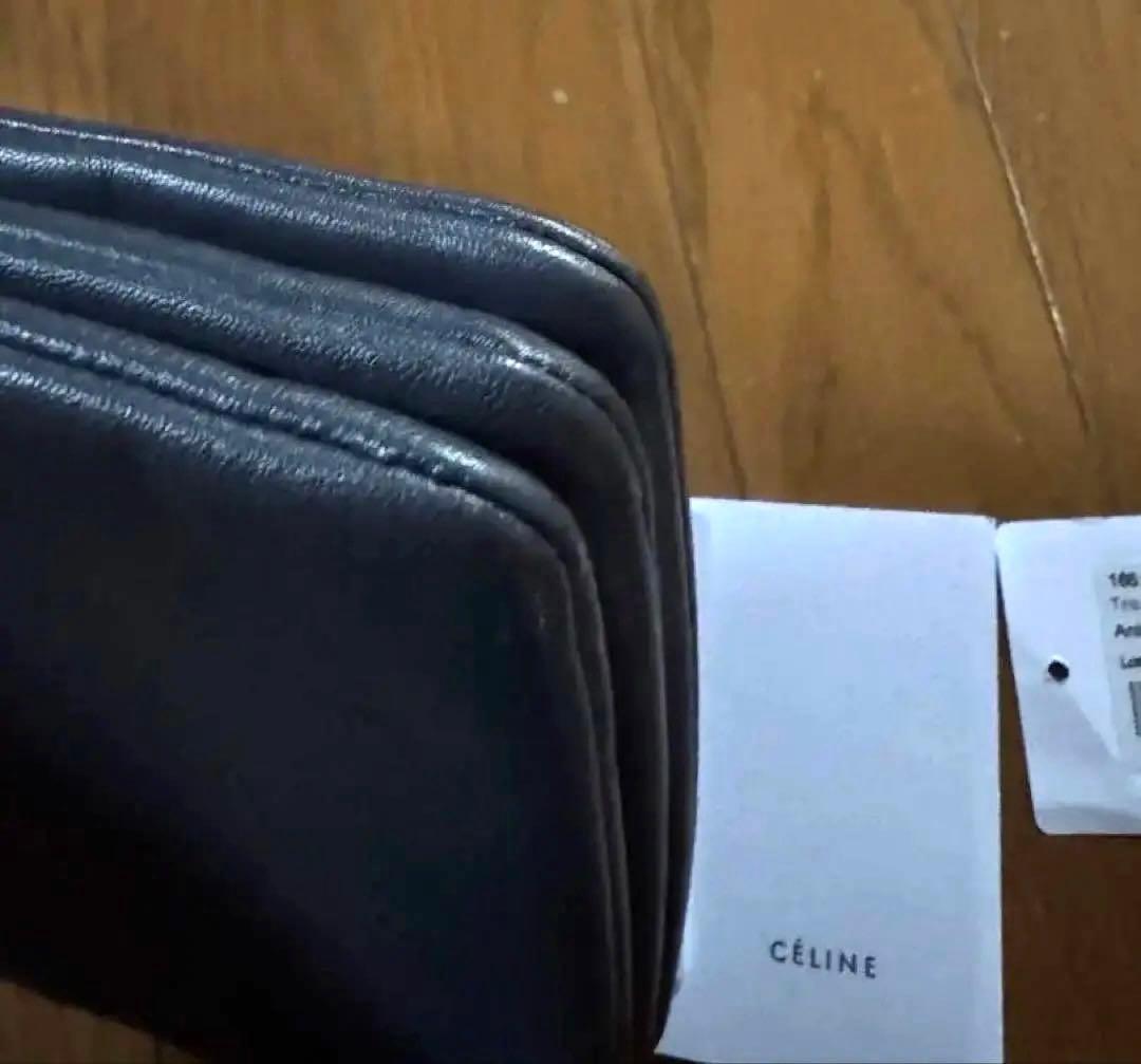 最終価格⭐︎セリーヌ 美品 トリオ スモール 旧ロゴ 濃グレー