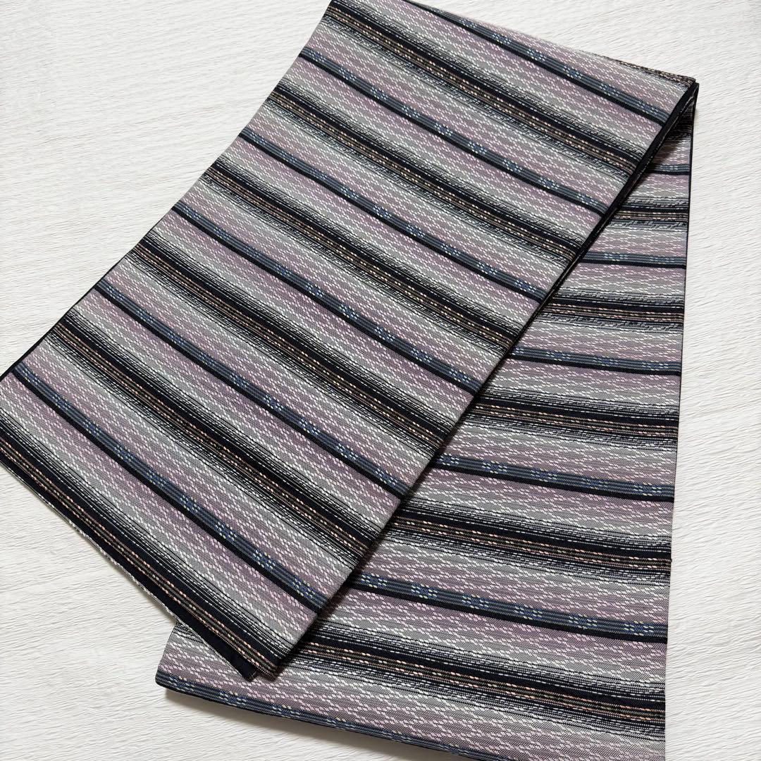 m-61 花織 袋帯 正絹 六通 美品