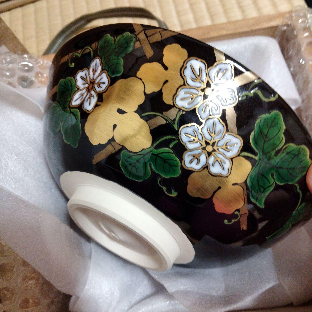 宗華　義山水指　切箔＋源氏香夕顔夏茶碗＋茶杓「庵の友」