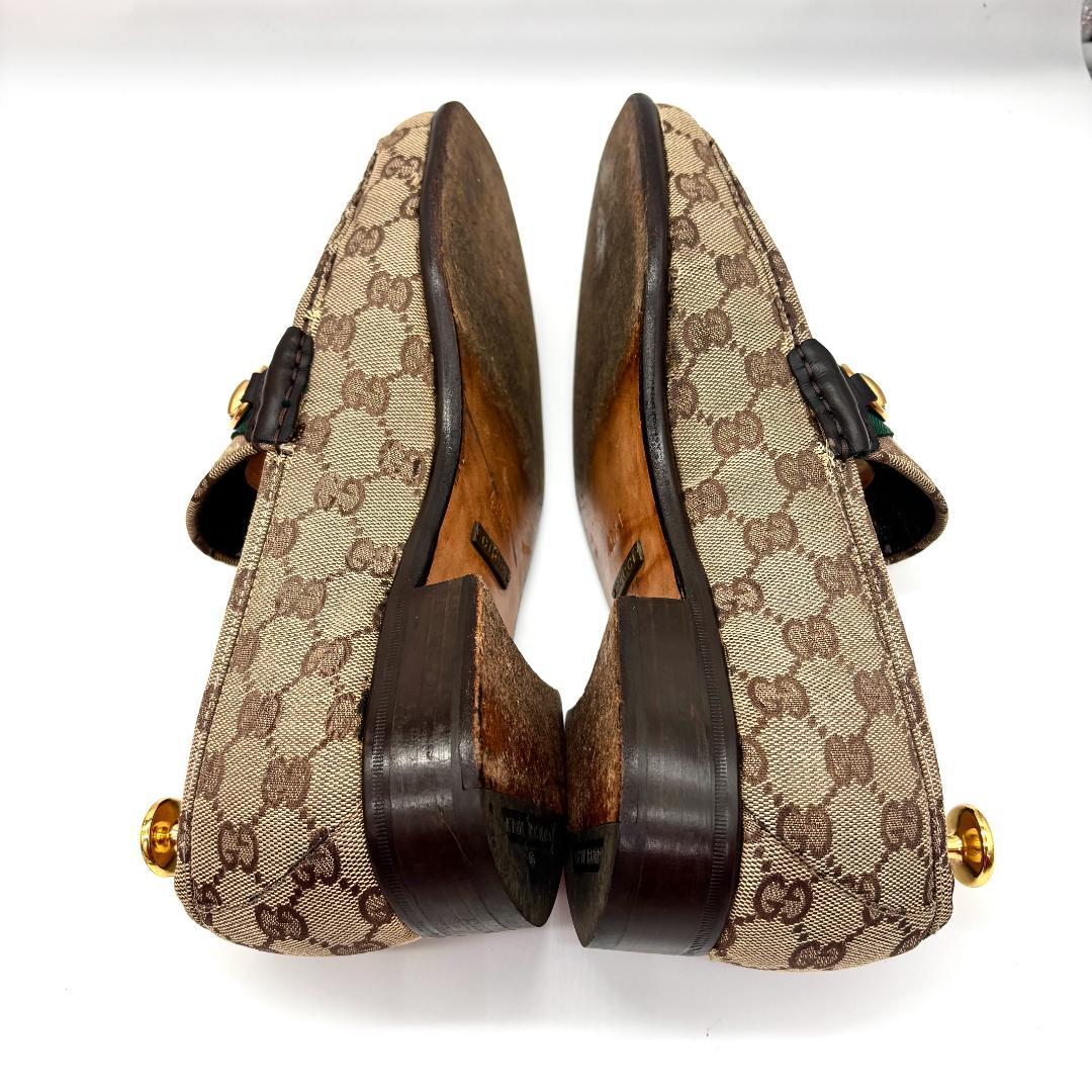 GUCCI ベージュ・ブラウン ドレスシューズ　GG シェリー　ビットホース