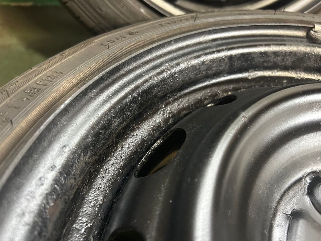 165/55R14バリ山14×6J 4H +45 鉄ホイールセット　軽カー