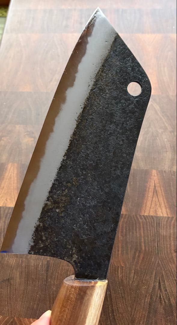 土佐打刃物 黒鳥鍛造工場 220mm 切付　クリーバー　包丁　青紙　アウトドア