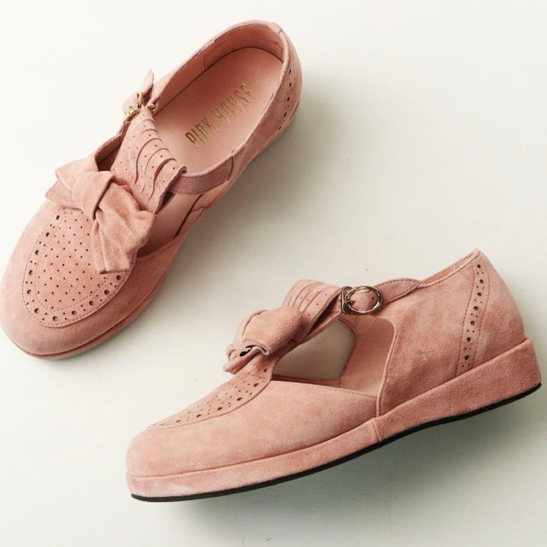【美品】PINK HOUSE リボン付きピンクローファー