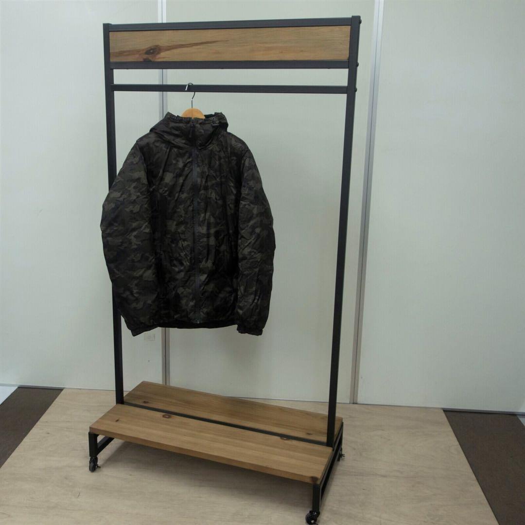 【ブルックリン家具】古材×ブラックスチールフレーム ハンガーラック W90