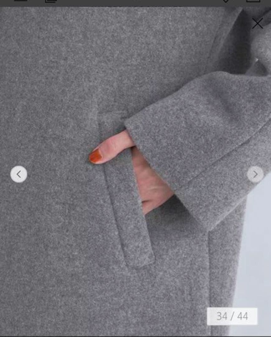 美品　green label relaxing ノーカラーコート　ダークグレーS