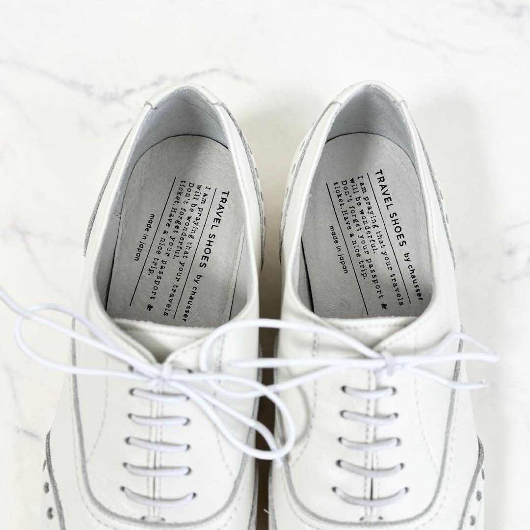 美品 ショセ 37 TR-004 ウイングチップ レザーシューズ ホワイト