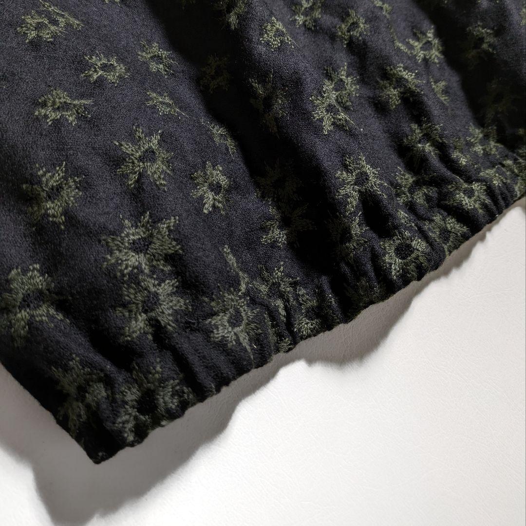 サリースコット／日本製 バルーンシルエット 刺繍入りウールワンピース ブラック黒