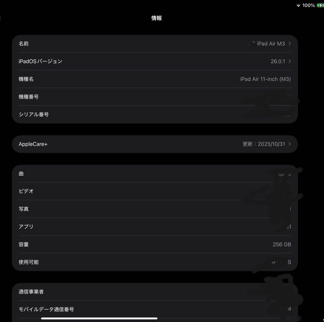 ★美品★iPad Air (M3) 256GB Wi-Fi + Cellular