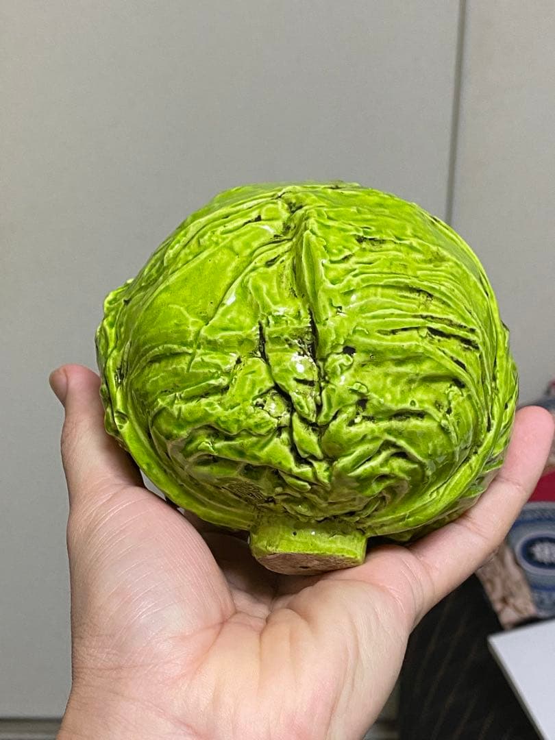 清朝　珍品 中国美術 古玩 乾隆年製 在款 キャベツ レタス 野菜 陶製置物